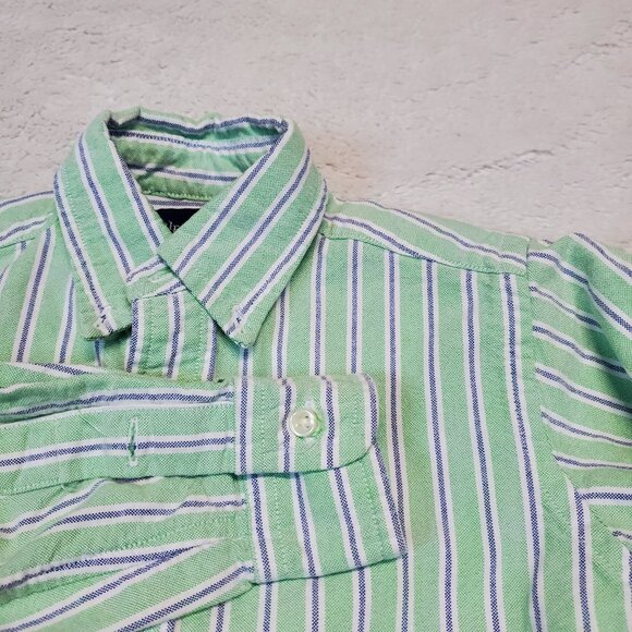 VTG Ralph Lauren Green White Blue‎ Green Classic Oxford Button Shirt Boy Kid 3T - Picture 1 of 4